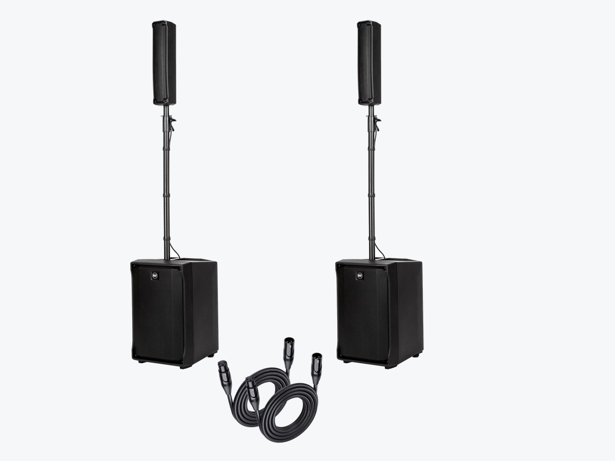 Two RCF EVOX J8 systems with two XLR cables